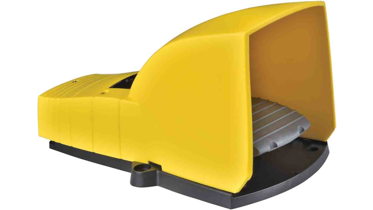 Interruttore a pedale instabile On-Off Schneider Electric XPEY711, grado di protezione IP55, corrente nominale 3A, colore giallo.