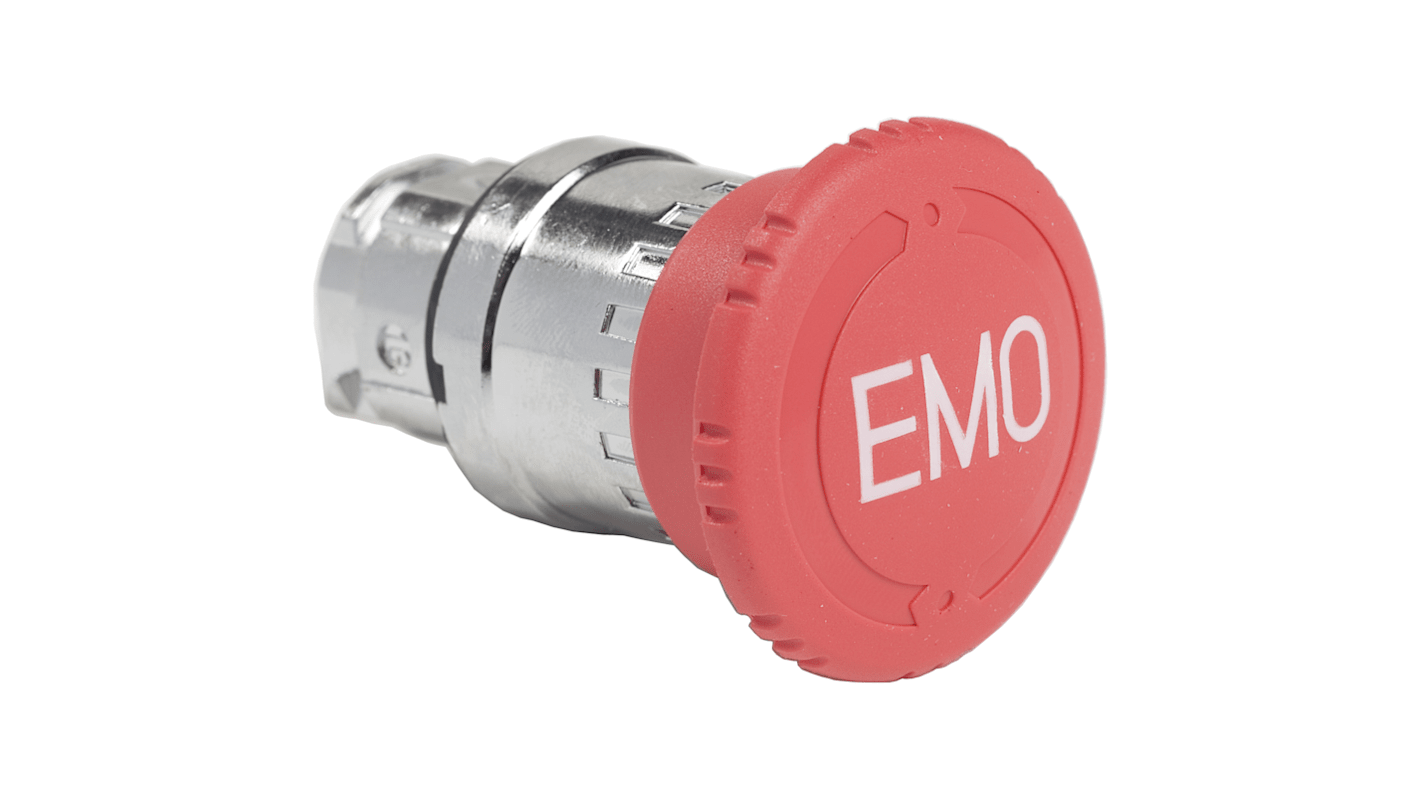Pulsante di arresto di emergenza Schneider Electric ZB4, montaggio a pannello, diametro 22mm, illuminato, rilascio a rotazione.