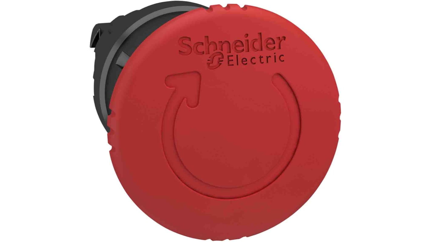 Pulsante di arresto di emergenza Schneider Electric ZB4, montaggio a pannello, diametro foro 22 mm, illuminato, rilascio a rotazione.