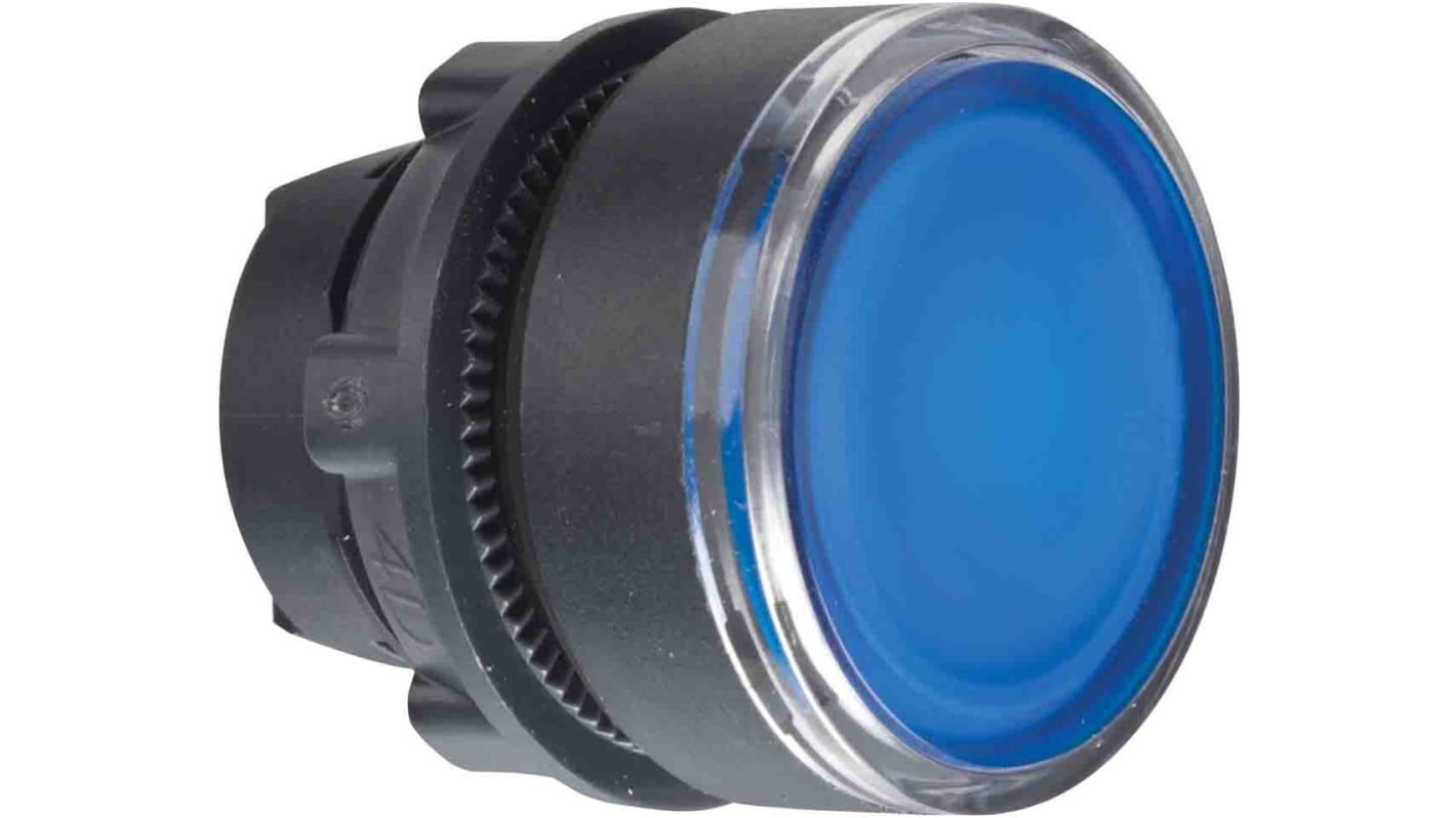 Attuatore pulsante Schneider Electric ZB5AH063, rotondo, blu, diametro foro 22mm, protezione IP66/IP67/IP69K, LED integrato.