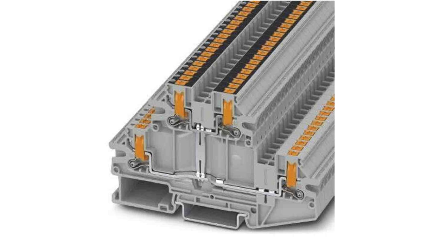 Morsettiera a doppio livello Phoenix Contact 1079075 - Grigio, 20A - Tecnologia di collegamento a innesto per conduttori da 0,25 mm² - Facile inserimento e rilascio.