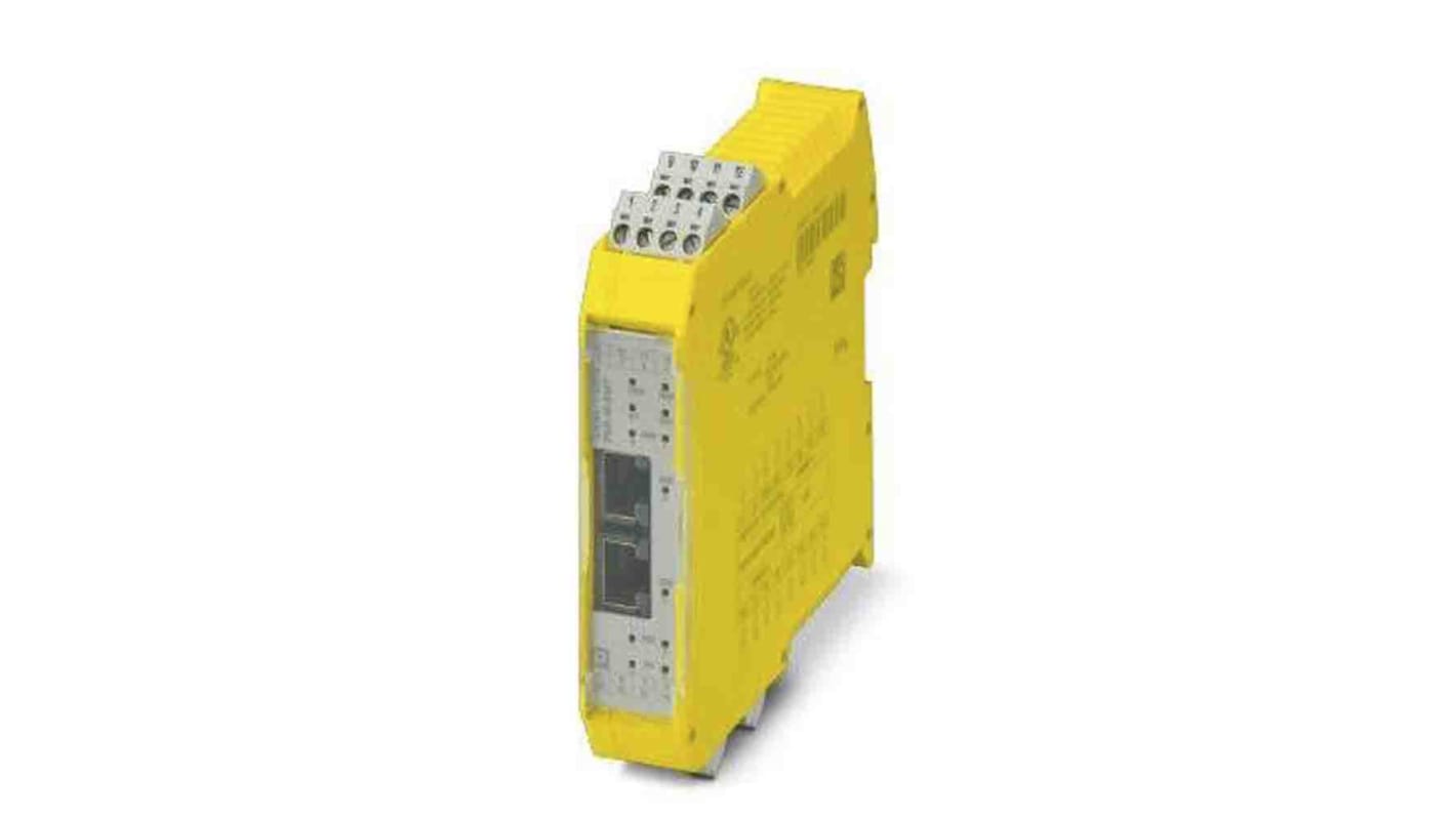 Modulo di espansione PSR Phoenix Contact 1105018, 24 V, 2 ingressi, 1 uscita, larghezza 22,6 mm, per applicazioni di automazione sicura.