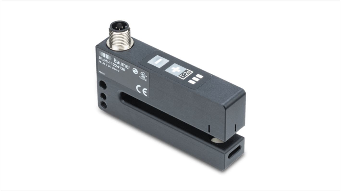 Sensore di distanza a forcella Baumer UL06-GP2J.7AF/H014, rilevamento 6 mm, connettore M8 a 4 pin, grado di protezione IP67.