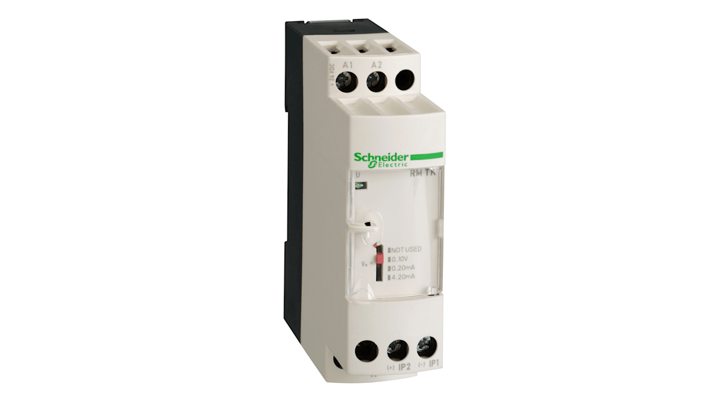 Trasmettitore di temperatura Schneider Electric RMTK80BD, ingresso PT100, range 0-600°C, alimentazione 24 V c.c., diametro 31 mm.