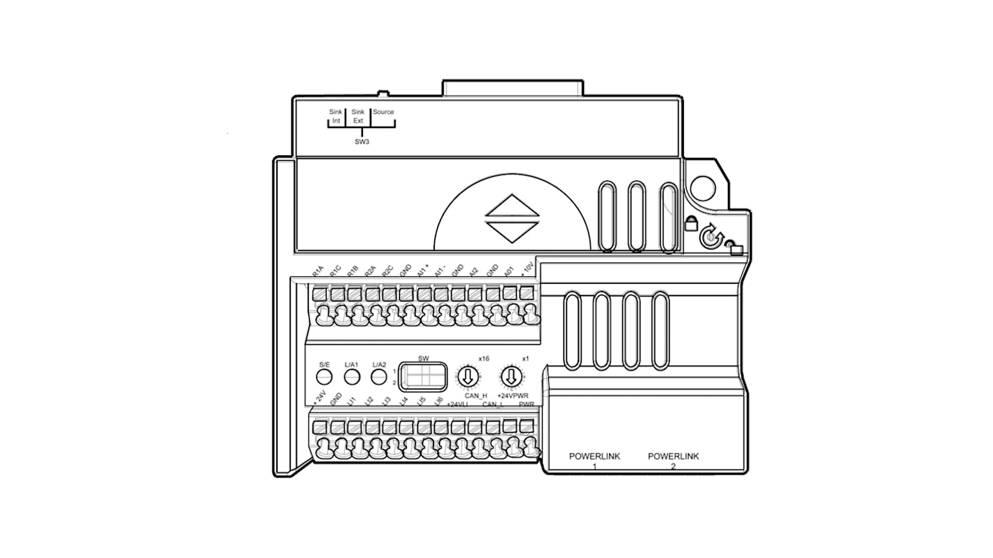 Scheda di comunicazione Schneider Electric VW3A3321 per Altivar 61 e 71, con due connettori RJ45 e supporto fino a 239 indirizzi.