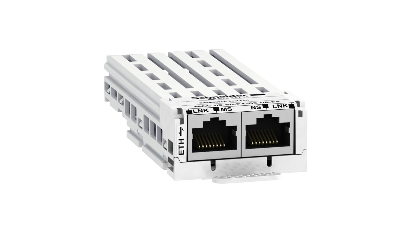 Modulo I/O Schneider Electric VW3A3720 per Altivar Process, con connessioni RJ45 e supporto IPv6.