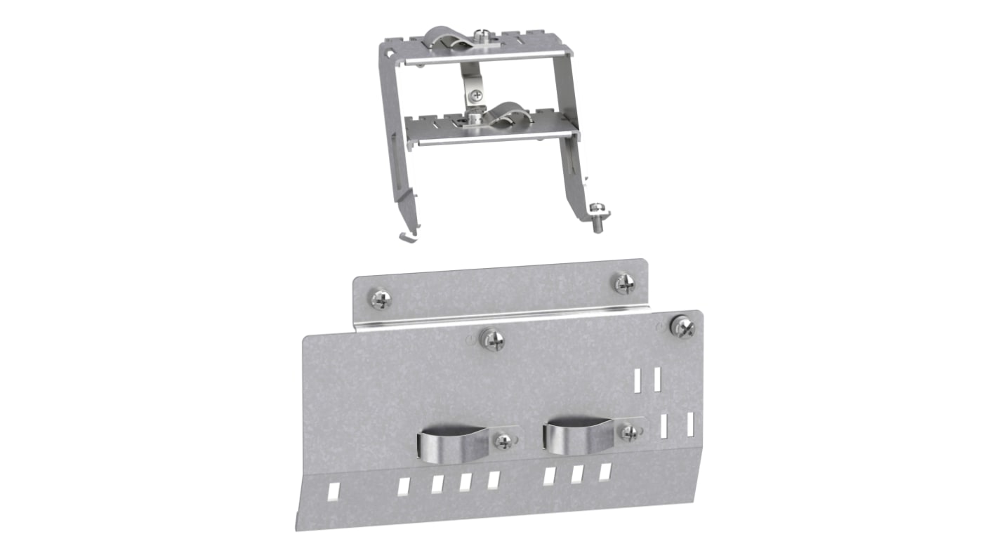 Piastra di montaggio Schneider Electric VW3A4432 per motori ATV340, compatibile con potenze da 11 a 22 kW. Kit completo di viti e morsetti.