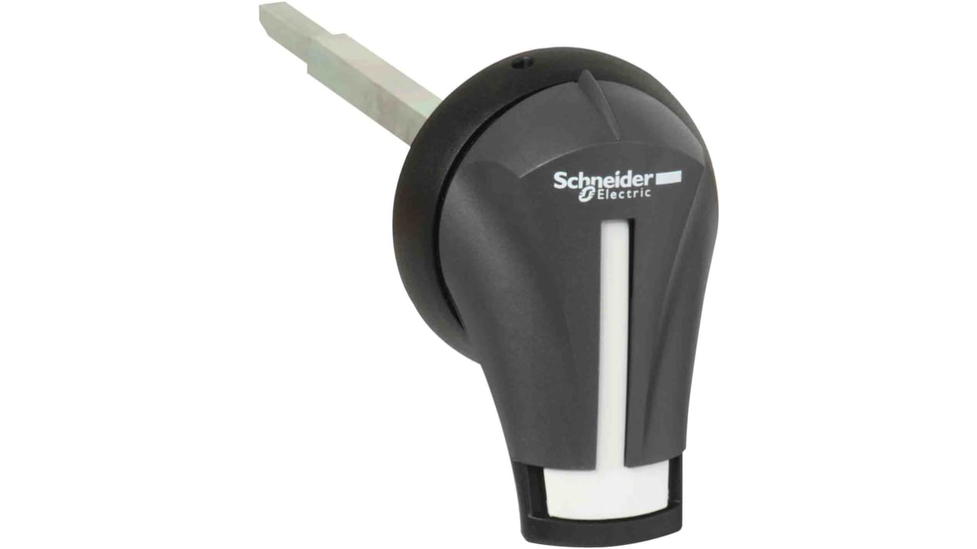 Manopola rotante Schneider Electric GS2AH515, colore nero con piastra grigia, bloccabile, per montaggio su sportello, grado di protezione IP55, compatibile con GS 32-63A.