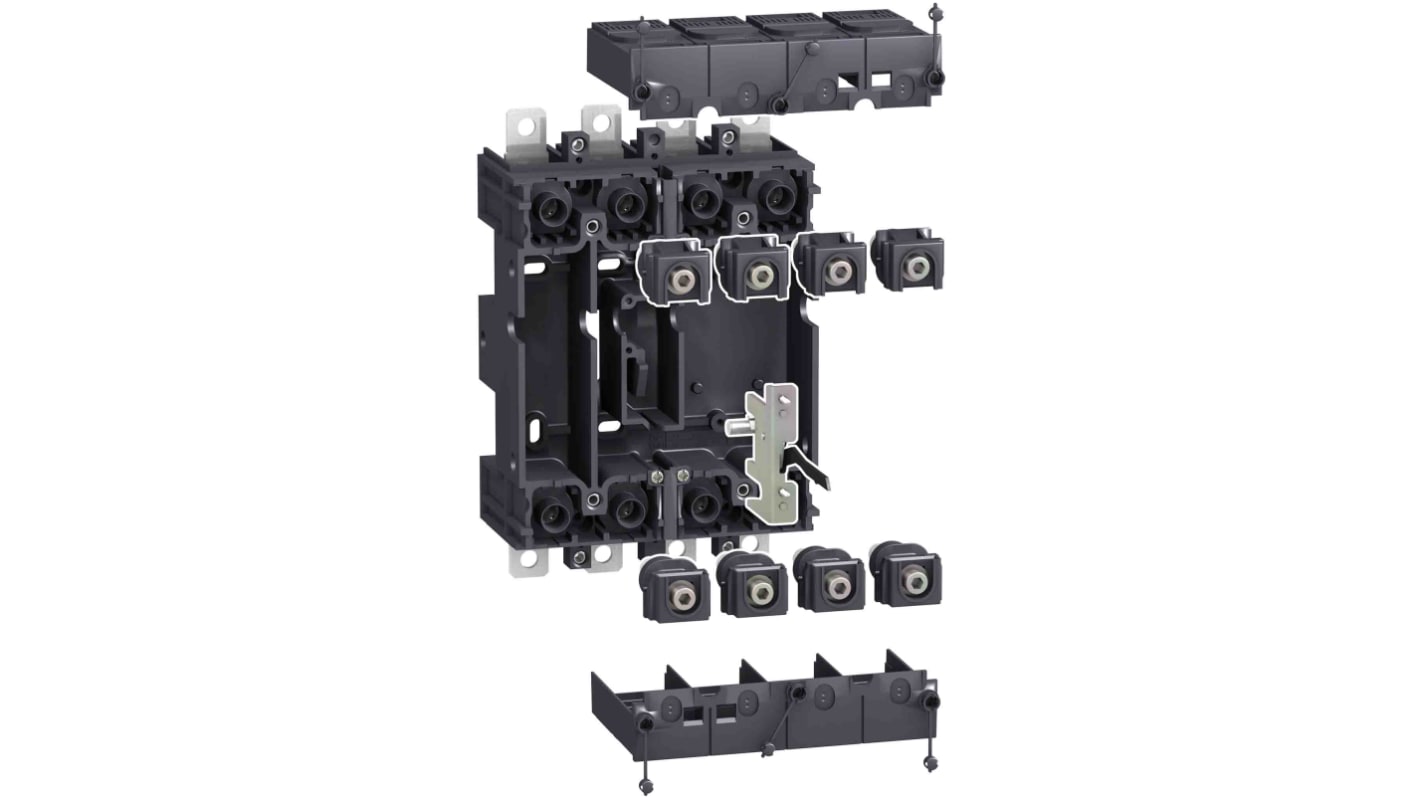 Base a innesto Schneider Electric LV429267 per interruttori NSX 100/160/250 a 4 poli. Montaggio rapido e sicuro, senza mercurio.