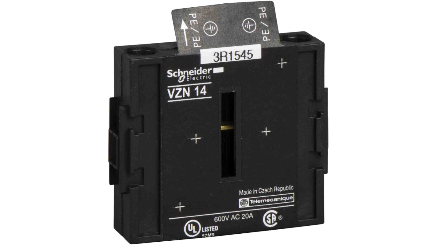 Schneider Electric VZN14, modulo di messa a terra per sezionatori TeSys mini-Vario, tensione 690 V, grado di protezione IP20.