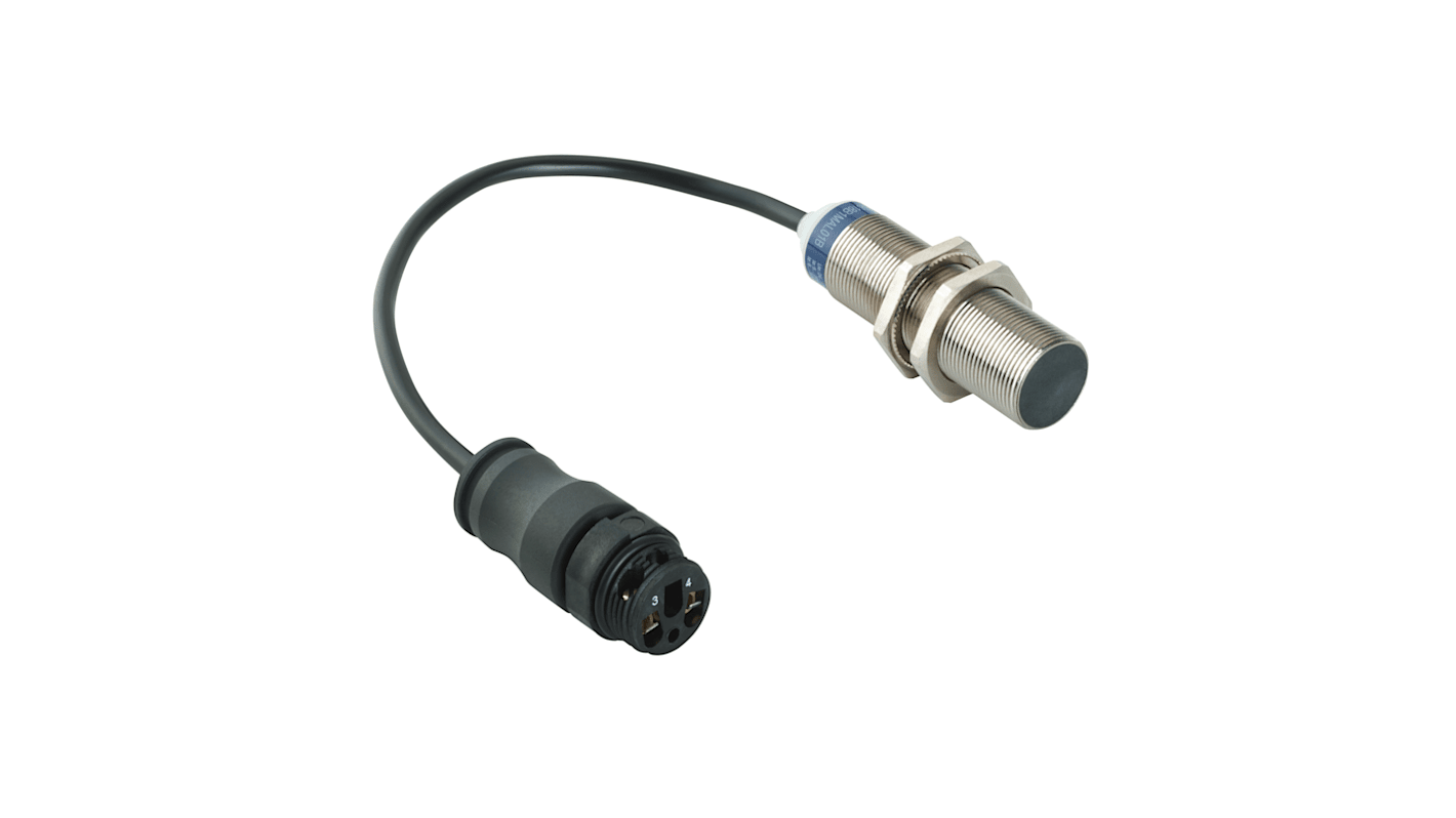 Sensore di prossimità cilindrico Telemecanique Sensors XS618B1MAL01B, M18 x 1, rilevamento 8 mm, IP68/IP69K, montaggio a filo.