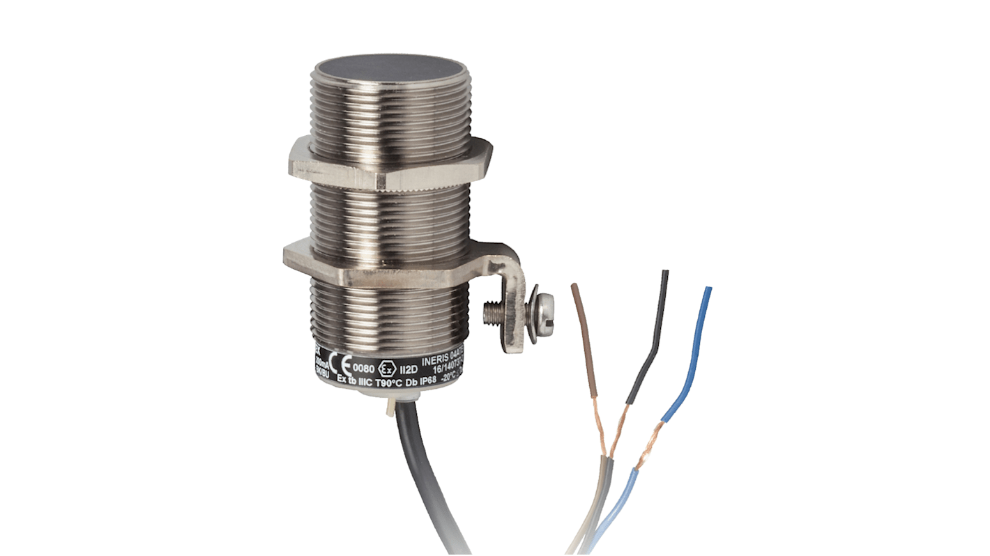 Sensore di prossimità cilindrico PNP Telemecanique Sensors XSAV11373EX, M30, rilevamento 10 mm, IP67, cavo 2 m.