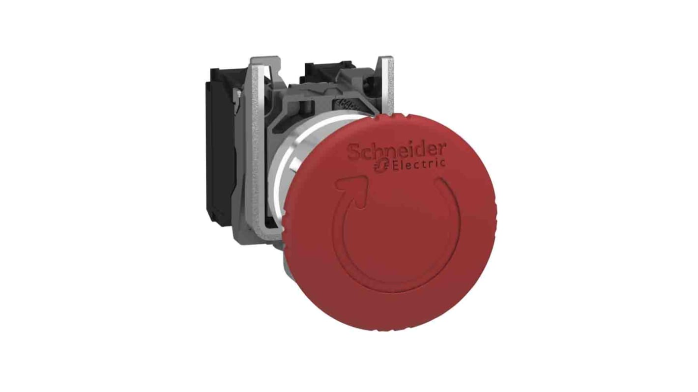 Pulsante di arresto di emergenza Schneider Electric ZB4, testa rossa, montaggio a pannello, diametro foro 22 mm, contatti SPDT.