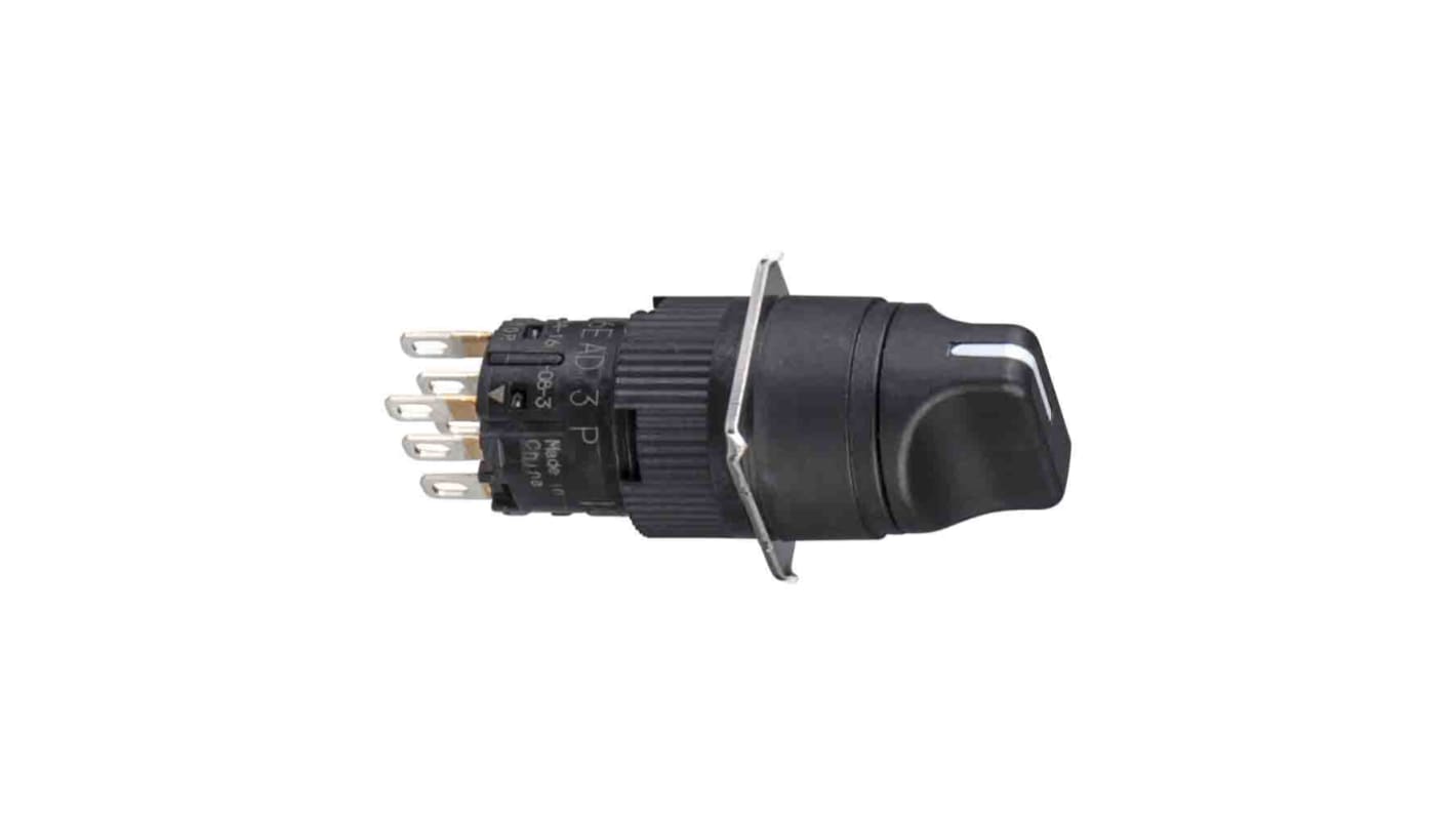 Selettore rotativo a 2 posizioni Schneider Electric XB6EAD222P, diametro foro 18mm, protezione IP65, corrente massima 3A.