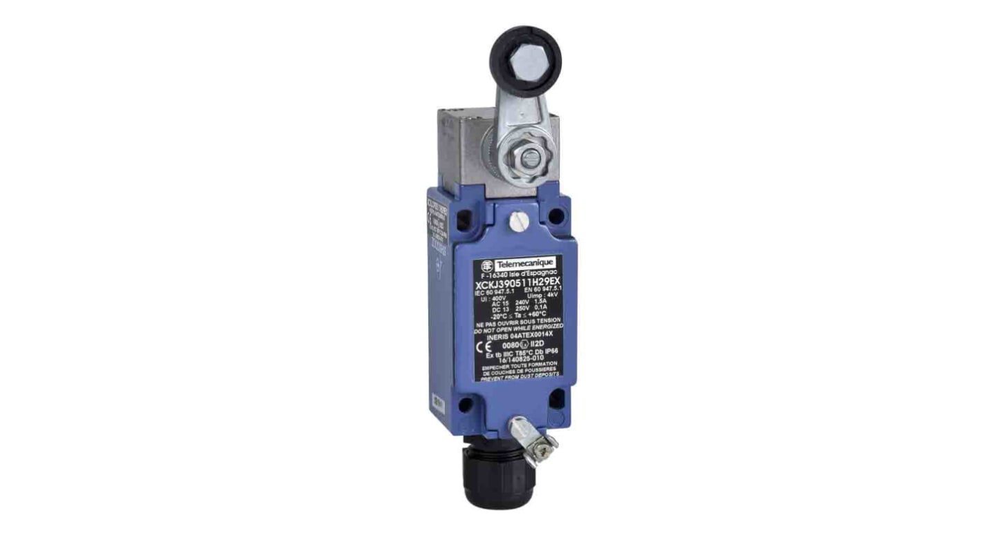 Interruttore di fine corsa a leva a rullo Telemecanique Sensors, 2NC/1NA, IP66, custodia metallica, per applicazioni industriali.