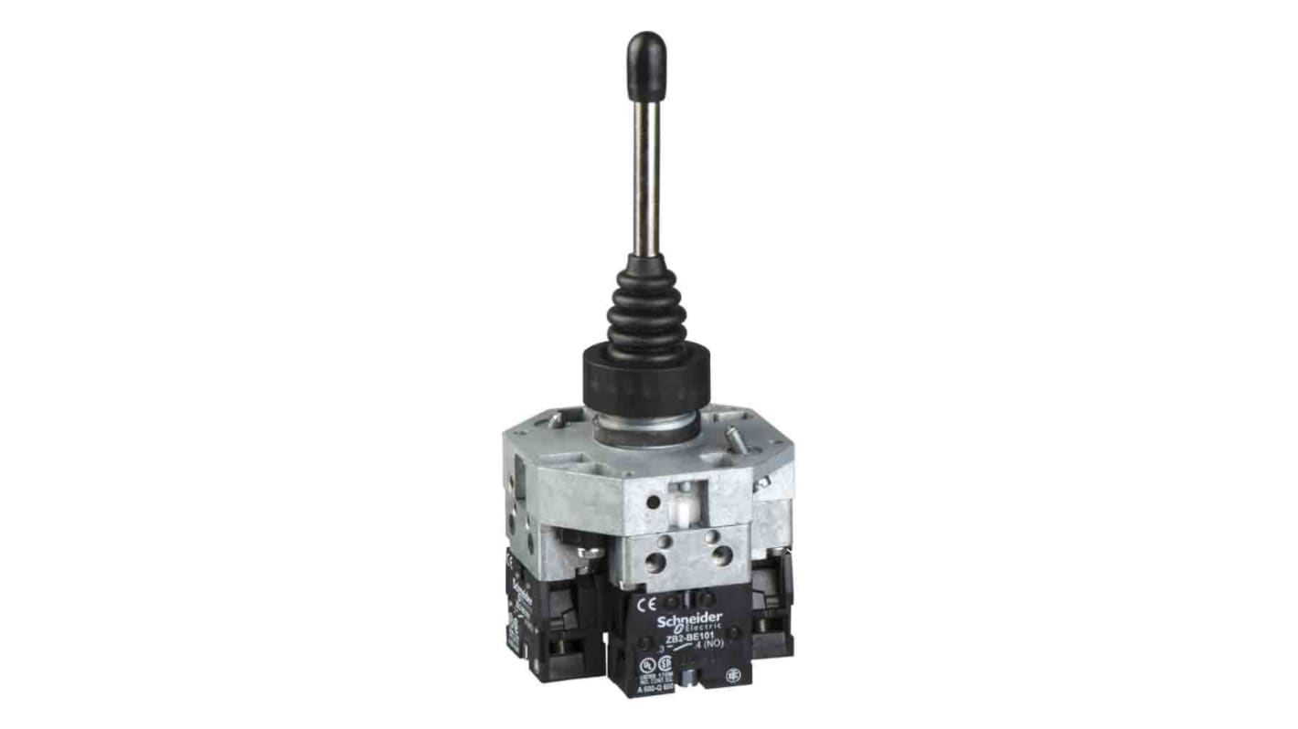 Controller joystick 4 assi Schneider Electric, diametro 22 mm, IP66, 250V, 270 mA, per applicazioni di sollevamento.