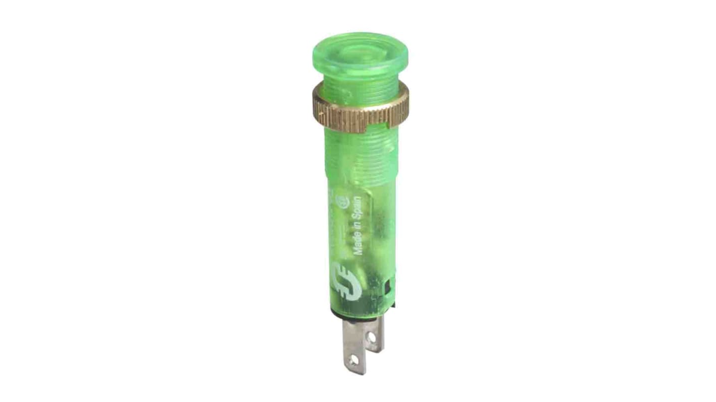 Spia LED verde Schneider Electric Harmony XVL, foro 8mm, 48V, IP40/IP65, corrente 10mA, con guarnizione e collegamento faston.