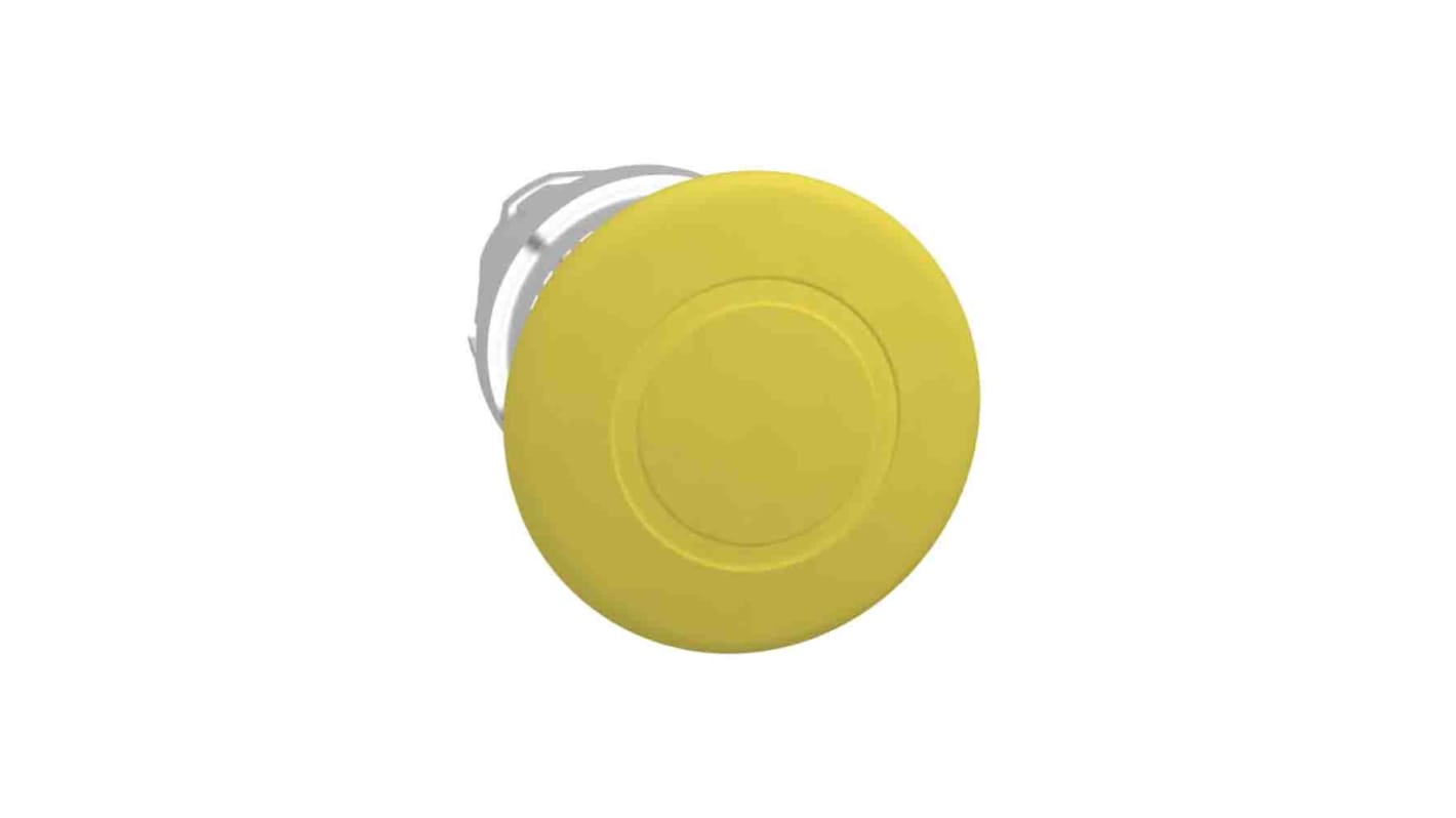 Pulsante a fungo giallo Schneider Electric ZB4BT5, diametro 40mm, meccanismo push-pull con blocco, per azioni rapide.