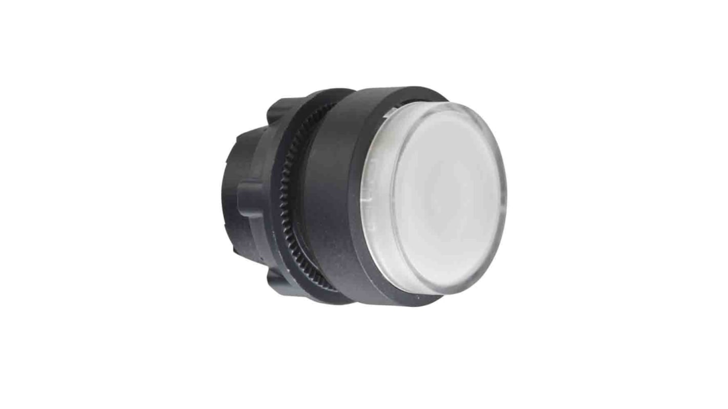 Attuatore pulsante instabile Schneider Electric ZB5AW113, testa illuminata bianca, diametro foro 22 mm, compatibile con moduli contatti.