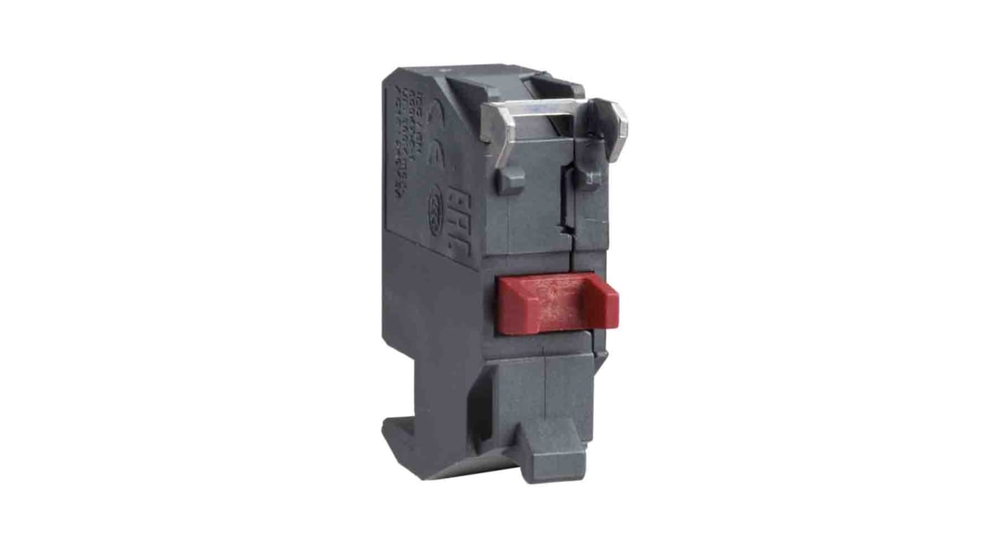 Blocco contatti 1 N/C Schneider Electric ZBE1024, compatibile con unità Harmony XB4 e XB5, con morsettiera a innesto.