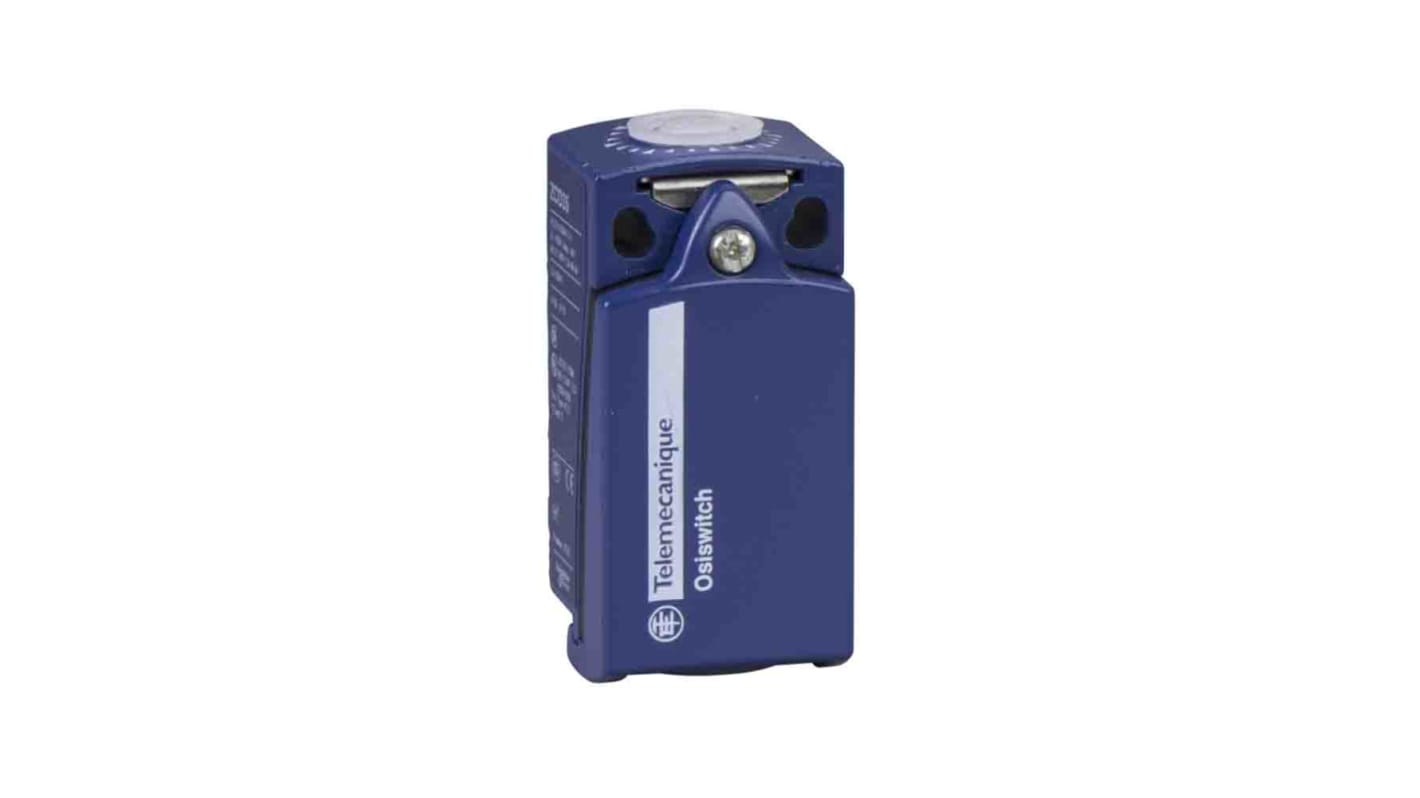 Interruttore di fine corsa Telemecanique Sensors ZCD29, 2 poli 2NC, corpo metallico, corrente 6A, tensione 500V, montaggio con morsetto a vite.