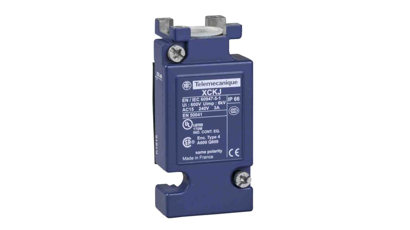 Interruttore di fine corsa Telemecanique Sensors ZCKJ01, IP66, 1CO, 50V, 10A, custodia metallica, con modulo spia LED.