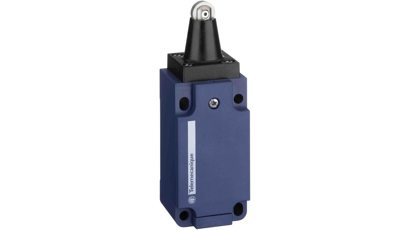 Interruttore di fine corsa a rullo Telemecanique Sensors XCKS502H29, 1NC/1NA, IP66/IP67, corrente massima 10A.