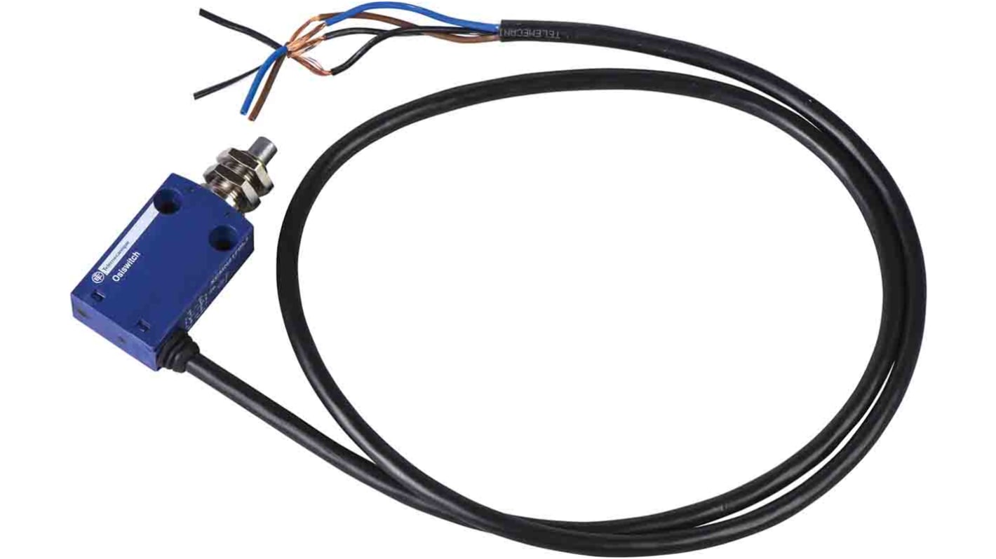 Interruttore di fine corsa Telemecanique Sensors XCMN21F0L1, stantuffo, 1NC/1NA, IP66/IP67, custodia metallica, corrente 6A.