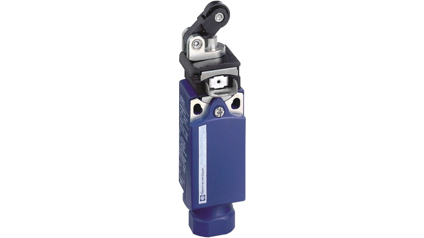 Interruttore di fine corsa a rullo Telemecanique Sensors XCPR2121G13, 1NC/1NA, IP66/IP67, 10A, custodia in plastica.