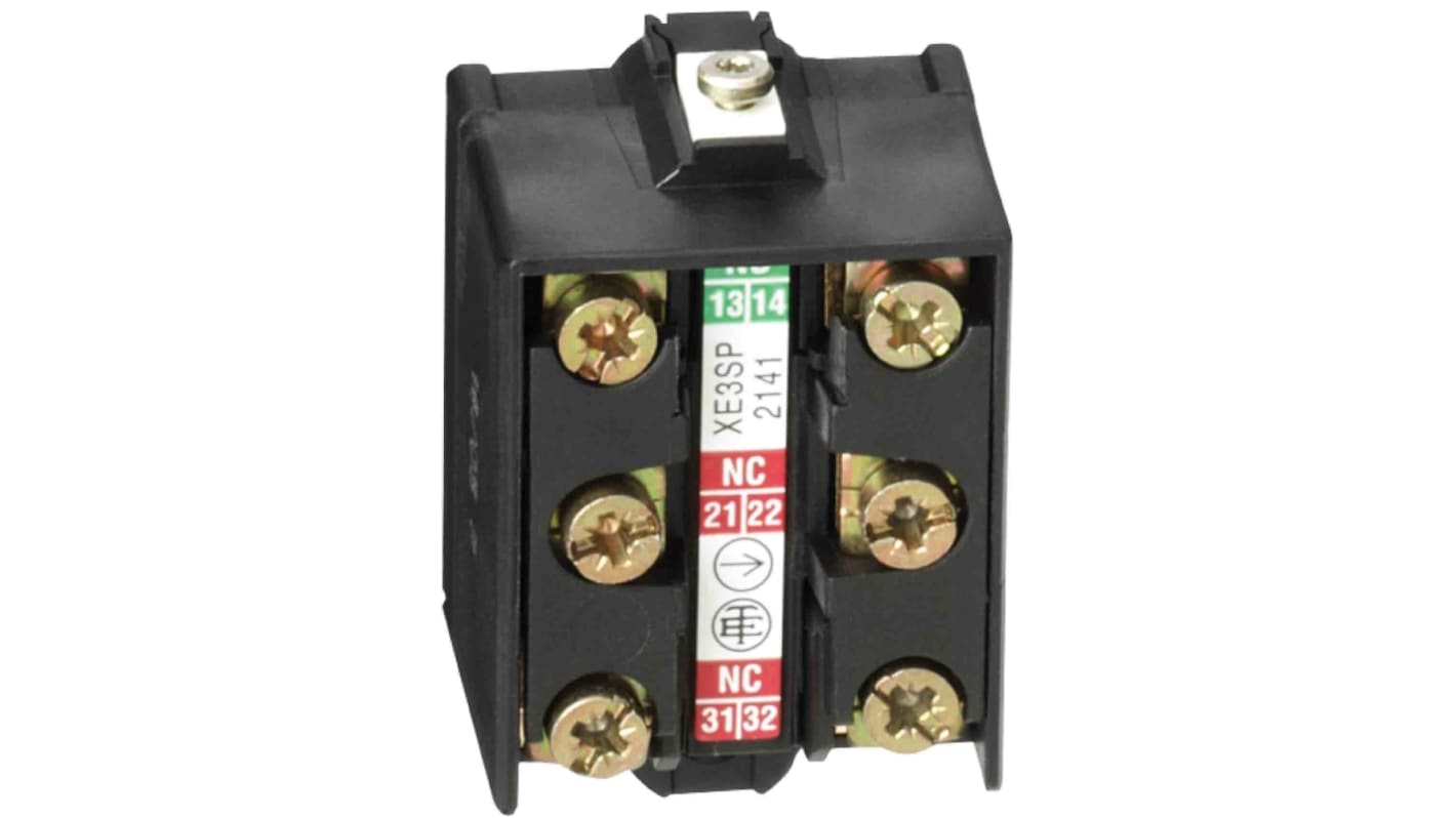 Blocco contatto finecorsa Telemecanique Sensors OsiSense XC, 3 poli, 1 NA e 2 NC, morsetto a vite, privo di mercurio.
