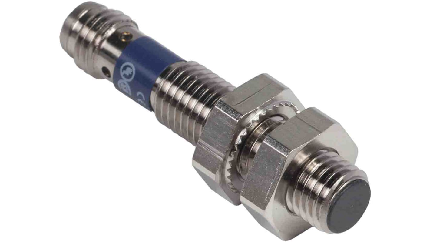 Sensore di prossimità cilindrico Telemecanique XS108B3PBM8, PNP, rilevamento 2 mm, 24 V c.c. per ambienti industriali.
