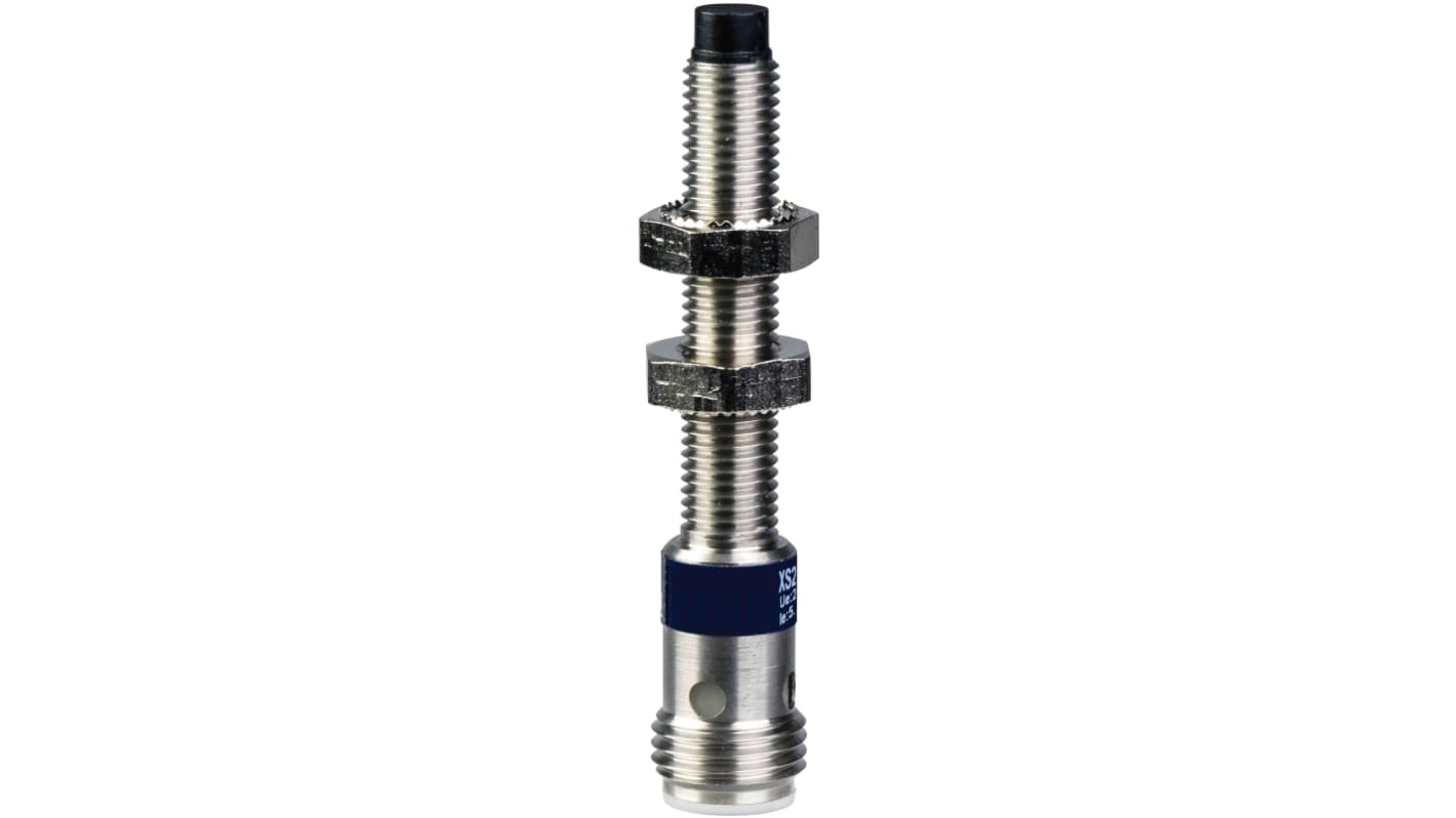 Sensore di prossimità cilindrico PNP Telemecanique Sensors XS2M08PC410, tecnologia induttiva, rilevamento 2,5 mm, IP67.