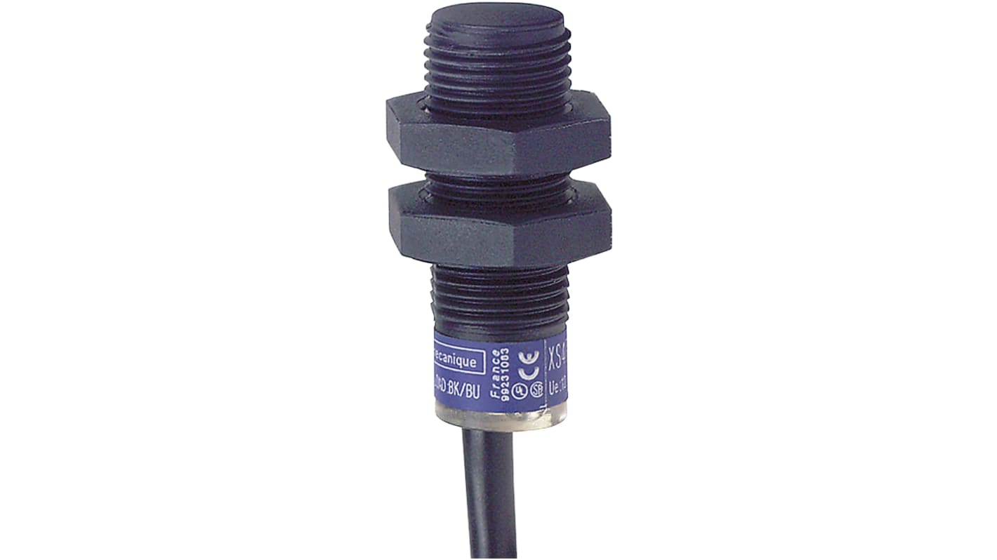 Sensore di prossimità cilindrico Telemecanique Sensors XS4P12PB340, tecnologia induttiva, rilevamento metallo, IP68, 4 mm.