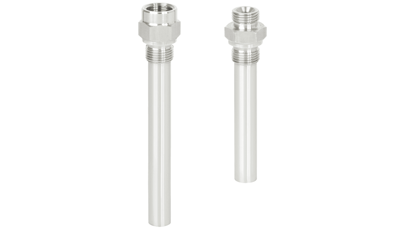 Thermowell filettato WIKA 3909201, design conforme a DIN 43772, per termometri, adatto per carichi elevati nell'industria chimica.