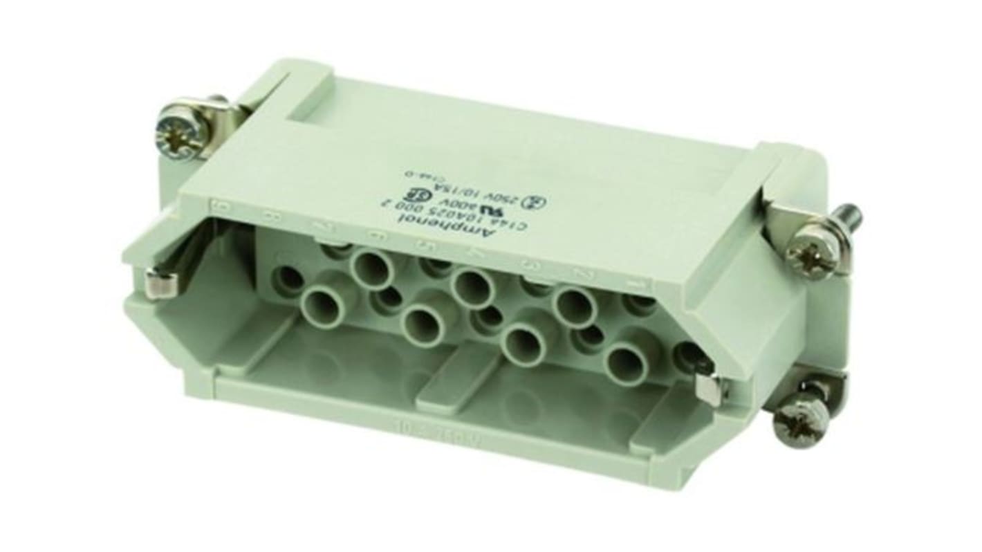 Inserto maschio Amphenol Industrial Heavy Mate C146, 25 vie, corrente 10 A, tensione 250 V, -40 a +125 °C.