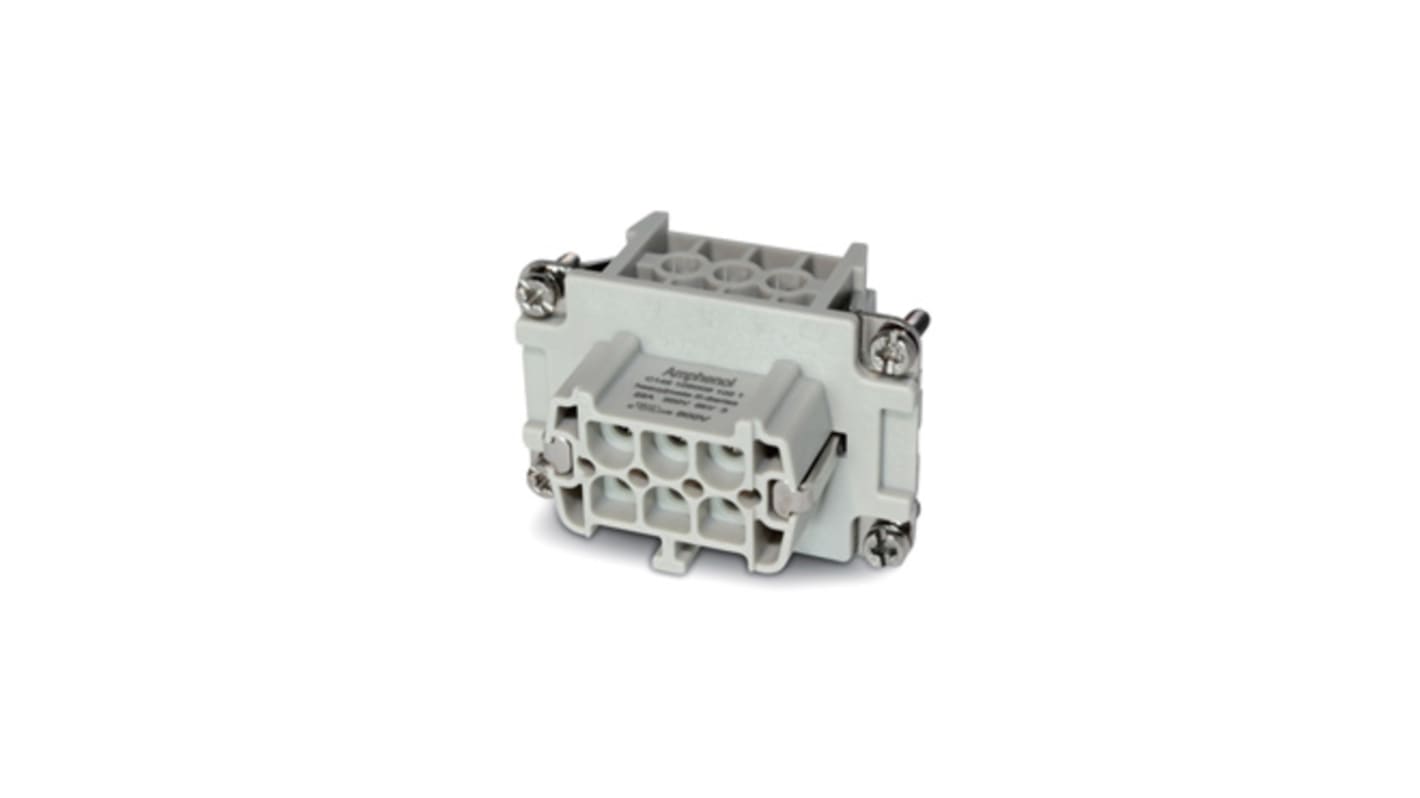 Inserto femmina Amphenol Industrial Heavy Mate C146, 6+PE vie, 16 A, 500 V, -40/+125 °C, placcatura argento.