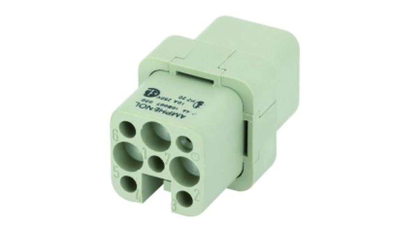 Inserto connettore femmina Amphenol Industrial Heavy Mate C146, 8 vie, 10 A, 250 V, operante da -40 a +100 °C.