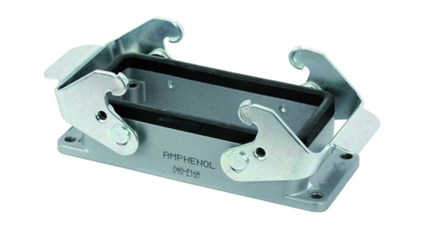 Contenitore per pannello Amphenol Industrial C146, dimensione E16, doppia leva, protezione IP65, adatto per installazioni industriali.