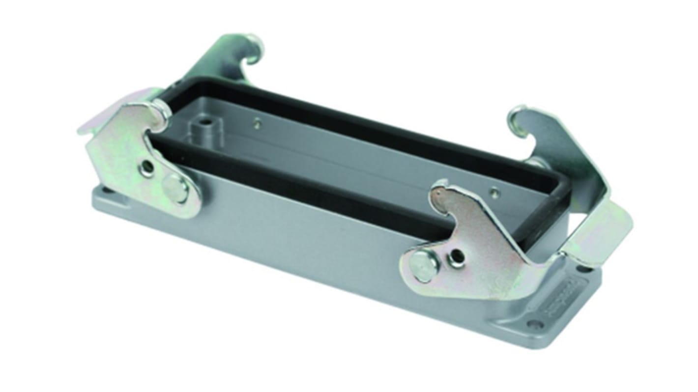 Contenitore per pannello Amphenol Industrial C146, dimensione E24, doppia leva, protezione IP65, adatto per installazioni industriali.