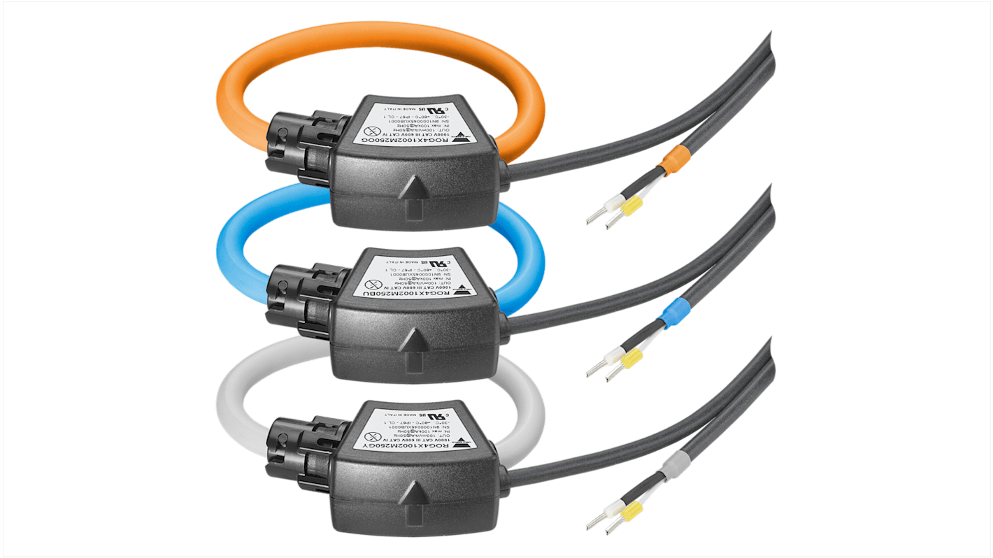 Trasformatore di corrente Carlo Gavazzi ROG4X1002M2503X, tipo Rogowski, 4kA, foro 90mm, altezza 250mm, per misurazioni monofase e trifase.