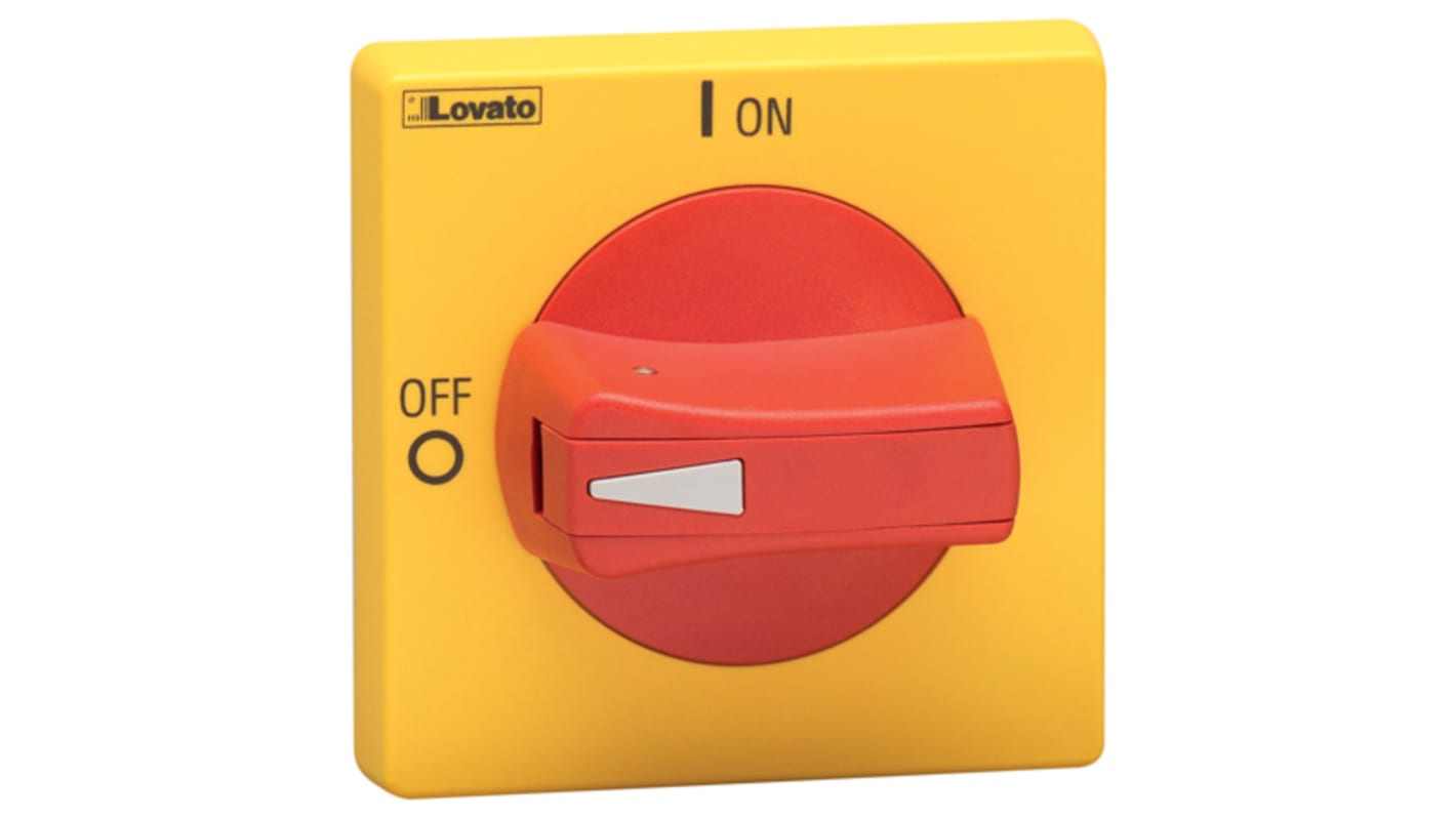 Manopola rotante bloccabile Lovato GAX632, colore nero, per moduli GA040D e GA063SA, lunghezza 65 mm, protezione IP65.