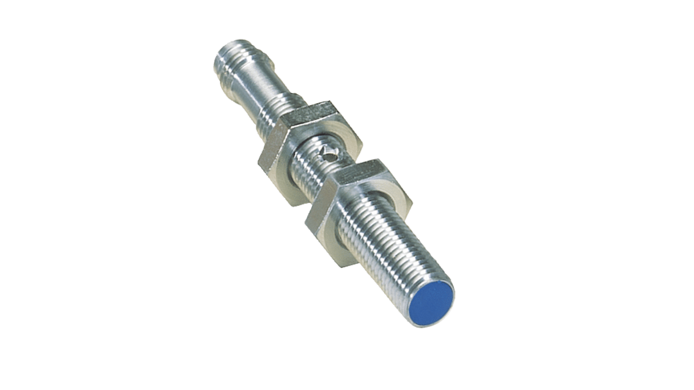 Sensore di prossimità cilindrico Sick IM08-03BPS-ZT1, tecnologia PNP, gamma di rilevamento 3 mm, grado di protezione IP67.