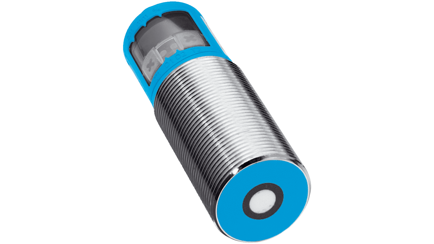 Sensore di prossimità cilindrico Sick UM30-211111, tecnologia a ultrasuoni, uscita PNP, gamma di rilevamento 30-250 mm, grado di protezione IP65.