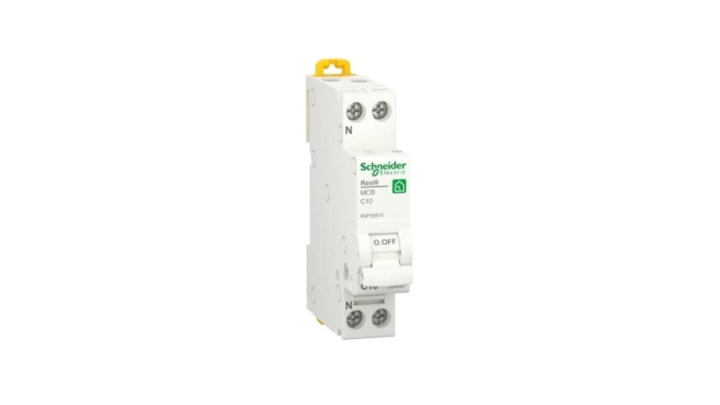 Interruttore magnetotermico Schneider Electric R9P35610, 1P 10A, montaggio su guida DIN, grado di protezione IP20.