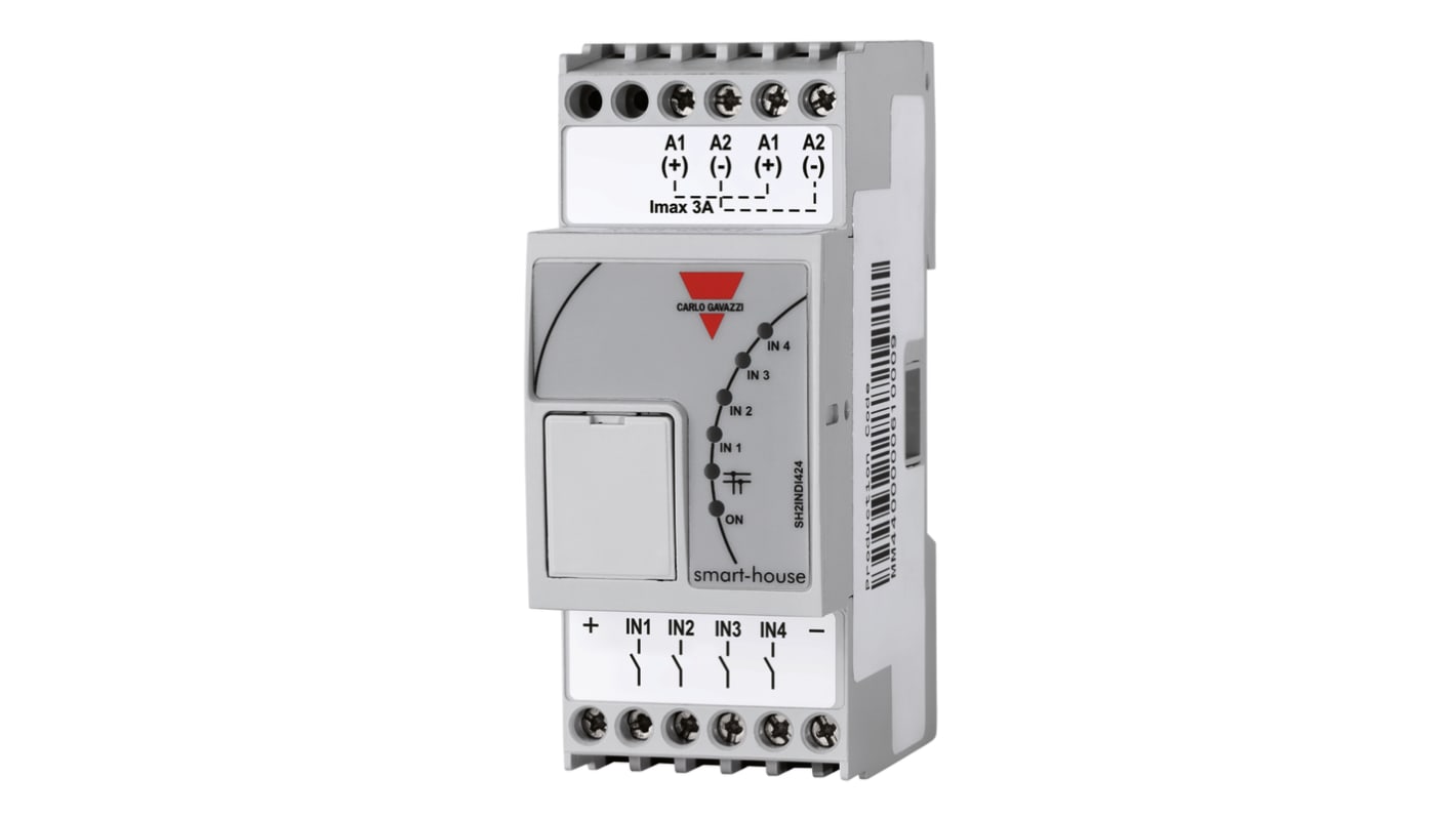 Modulo I/O digitale Carlo Gavazzi SH2INDI424, 4 ingressi NPN/PNP configurabili, contenitore 2 DIN, indicazione LED, bus Dupline.