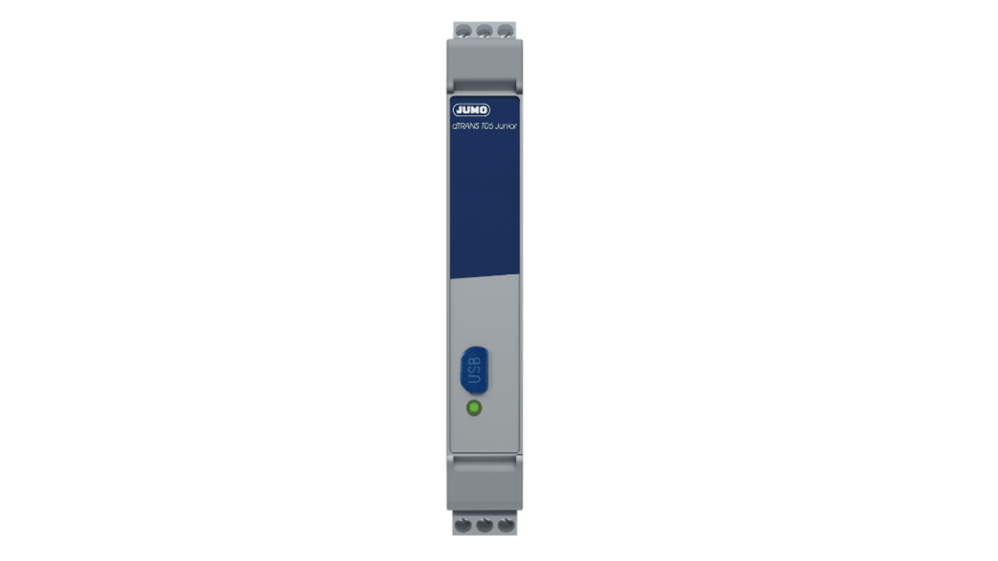 Trasmettitore di temperatura Jumo 707070/8-29/000, ingresso PT100, uscita analogica, range -200°C a 850°C.