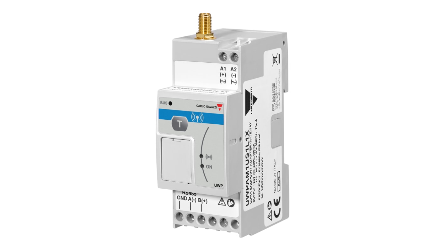 Gateway wireless Carlo Gavazzi UWPAM1US1L1X per comunicazione LoRa con contatori di energia RS485. Configurazione semplice.