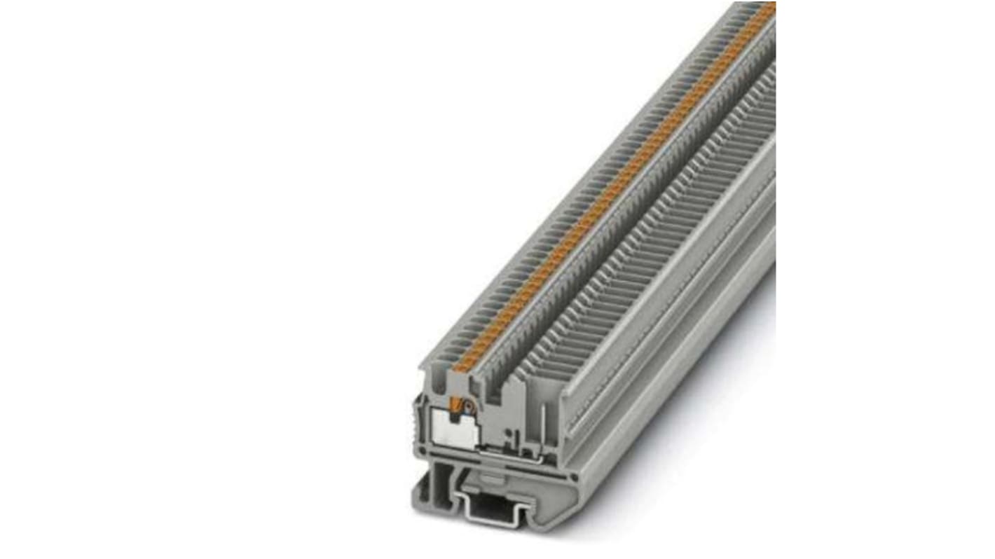 Morsettiera Phoenix Contact 3248115 per guida DIN, tensione 500V, corrente 17,5A, sezione 0,14-1,5mm². Realizzata in PA grigio, compatta e affidabile.