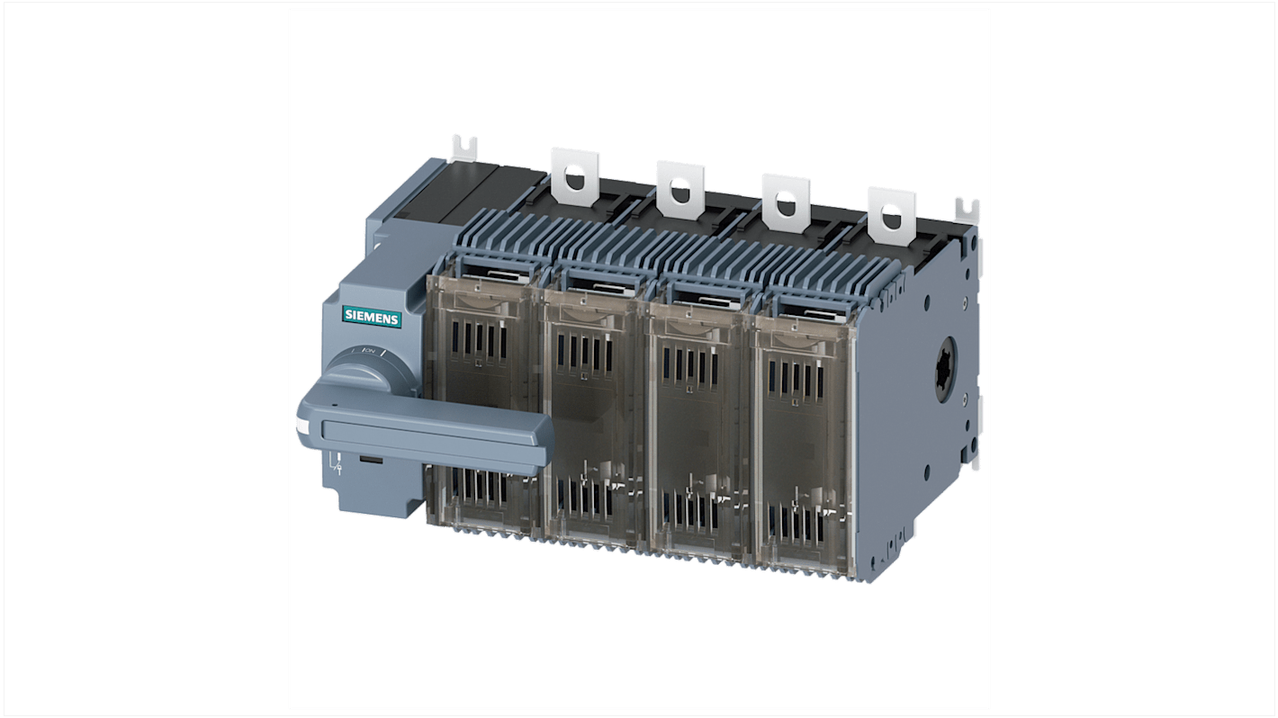Sezionatore portafusibili Siemens 3KF2412-2LF11, 4 poli, corrente massima 125 A, progettato per protezione da sovraccarichi.