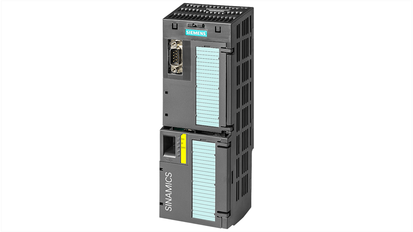 Unità di controllo Siemens 6SL3246-0BA22-1CA0, 24 V, 2 A, IP20, dimensioni 73x199x67 mm, per applicazioni V/f e vettoriali.